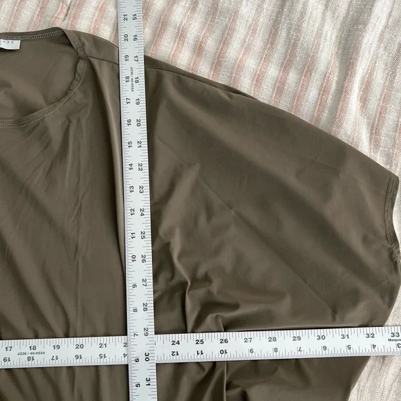 Bryn Walker XL Top Blouse Boxy Relaxed Fit Poncho Lagenlook Nylon Green Gray - Picture 6 of 8